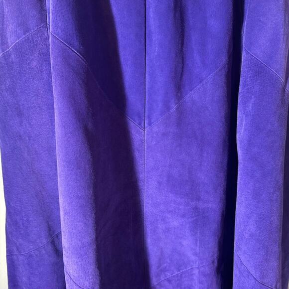 Vintage 90s Etosha Purple Suede Leather Midi Skirt - Picture 2 of 6